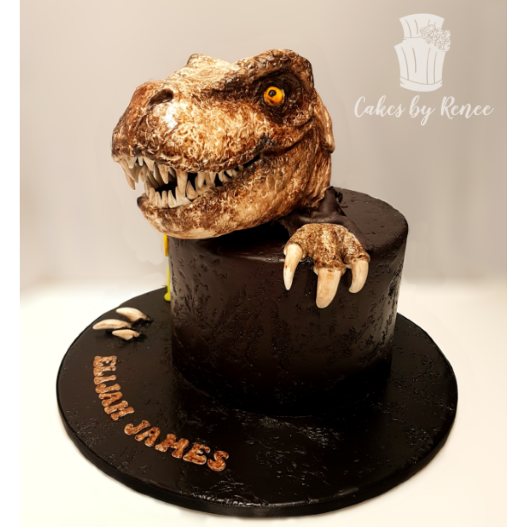 Dinosaur birthday cake realistic topper hand painted