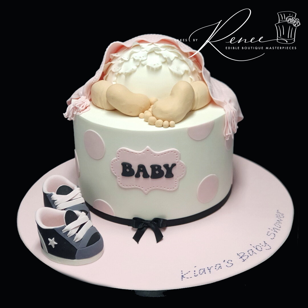 Baby shower cake bum sneakers slipper cake