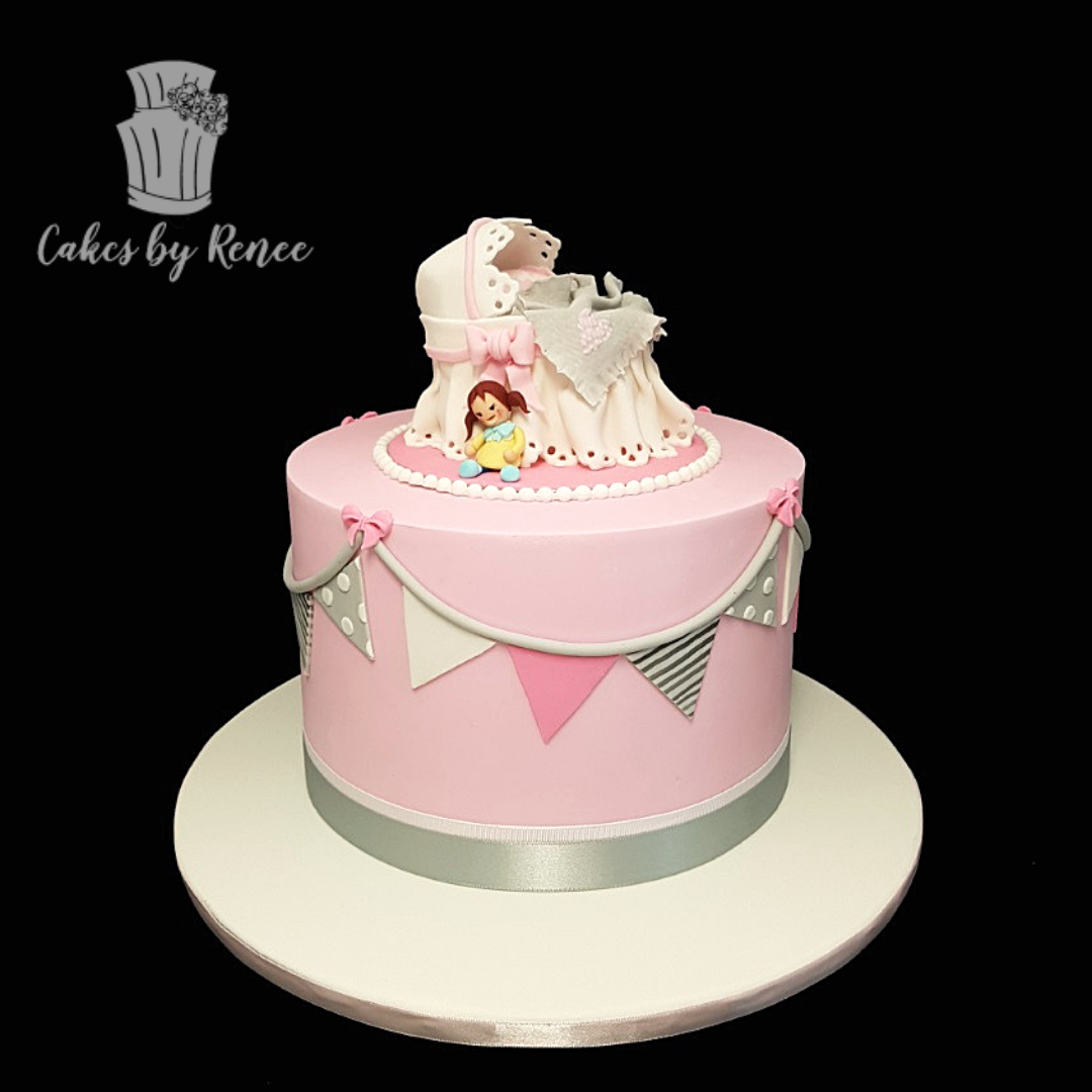 Baby Shower its a girl bassinet topper so cute cake