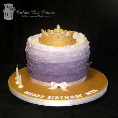 princess crown ombre purple gold birthday cake