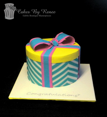 Colourful gift box birthday cake