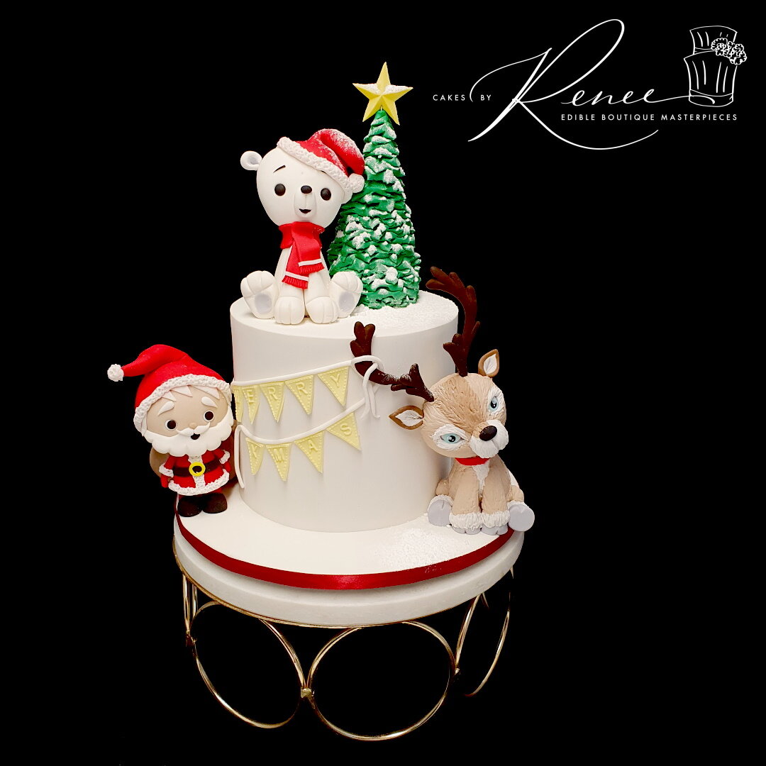 Christmas cake tree Santa polar bear reindeer Rudolf