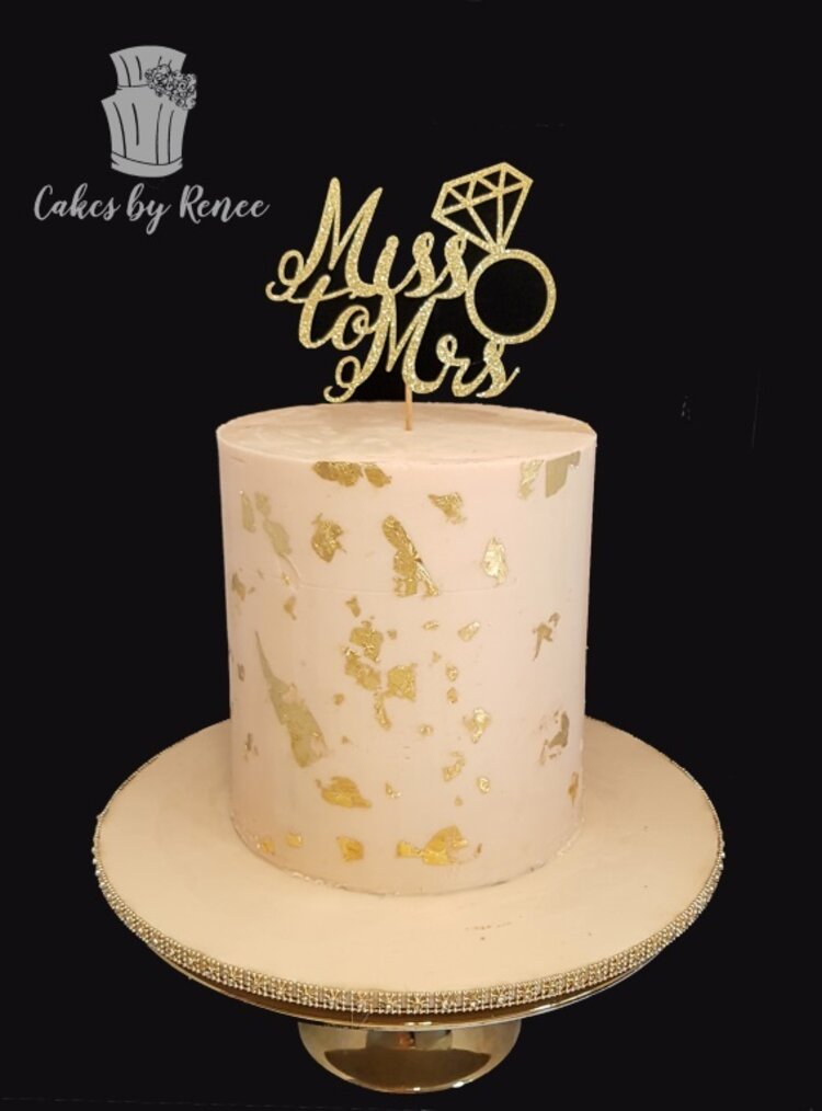 soft peach pastel  gold engagement birthday cake