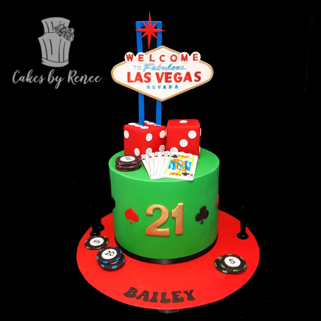 Las Vegas gambling cards poker casino birthday cake