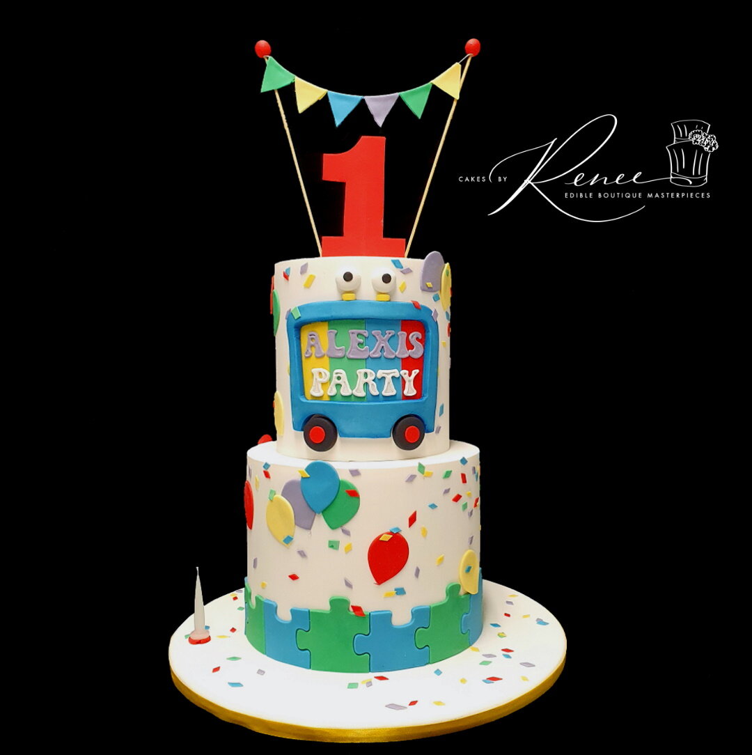 2 tier Party Bus Birthday Cake