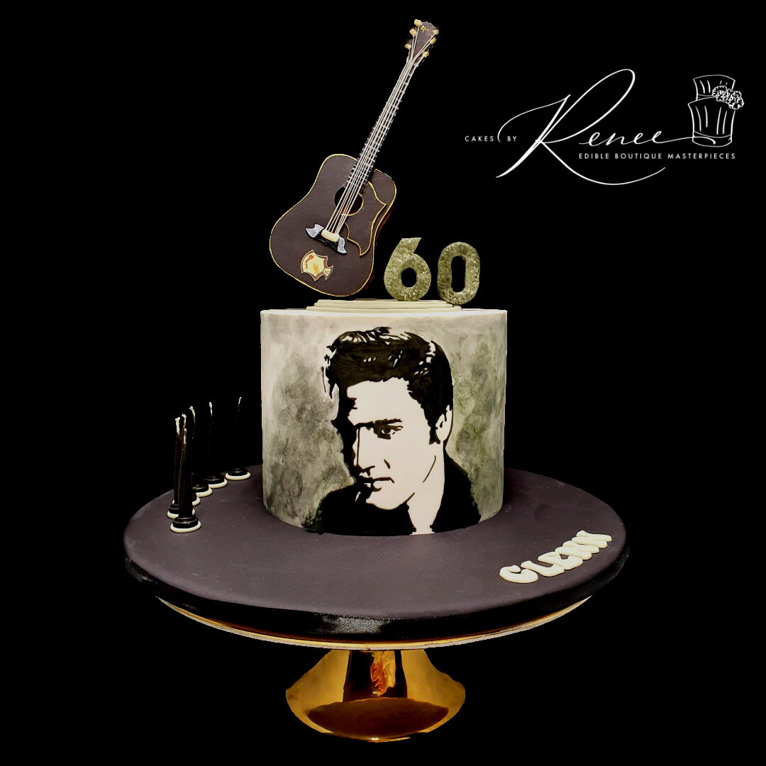 Music Guitar Elvis Musician birthday cake hand painted