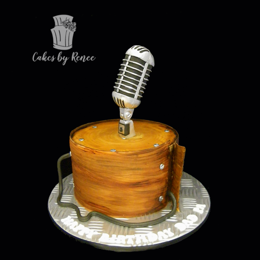 Music microphone musician singer birthday cake