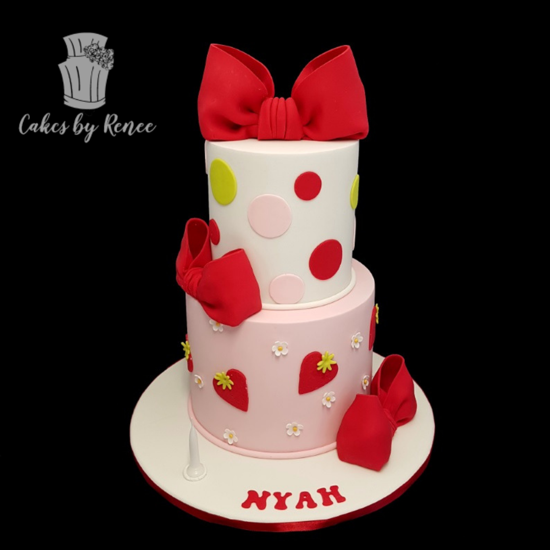 Strawberry shortcake 2 tier birthday cake pink red