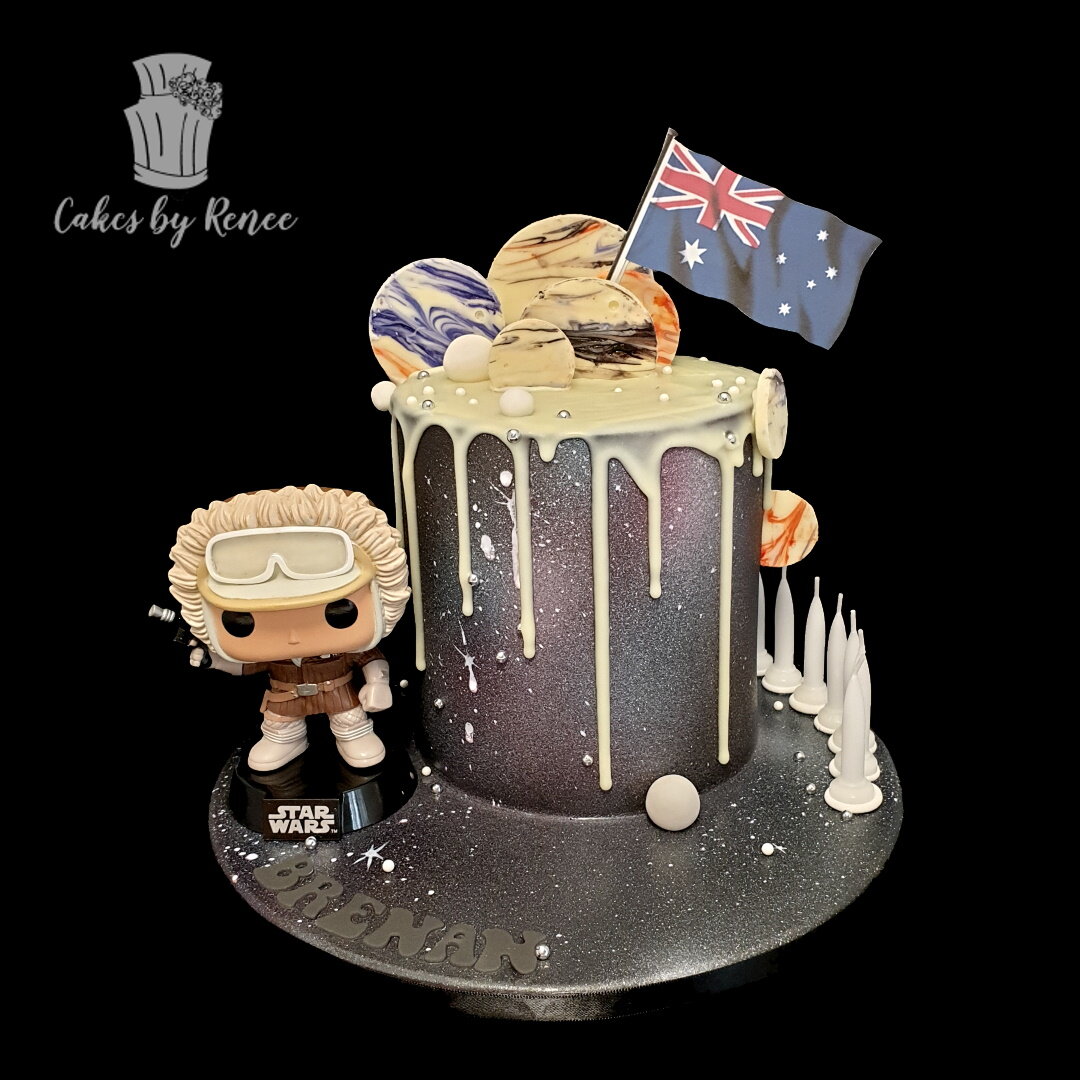 Space planet drip cake pop figure birthday