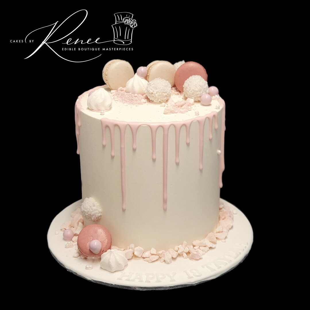 pink white drip cake