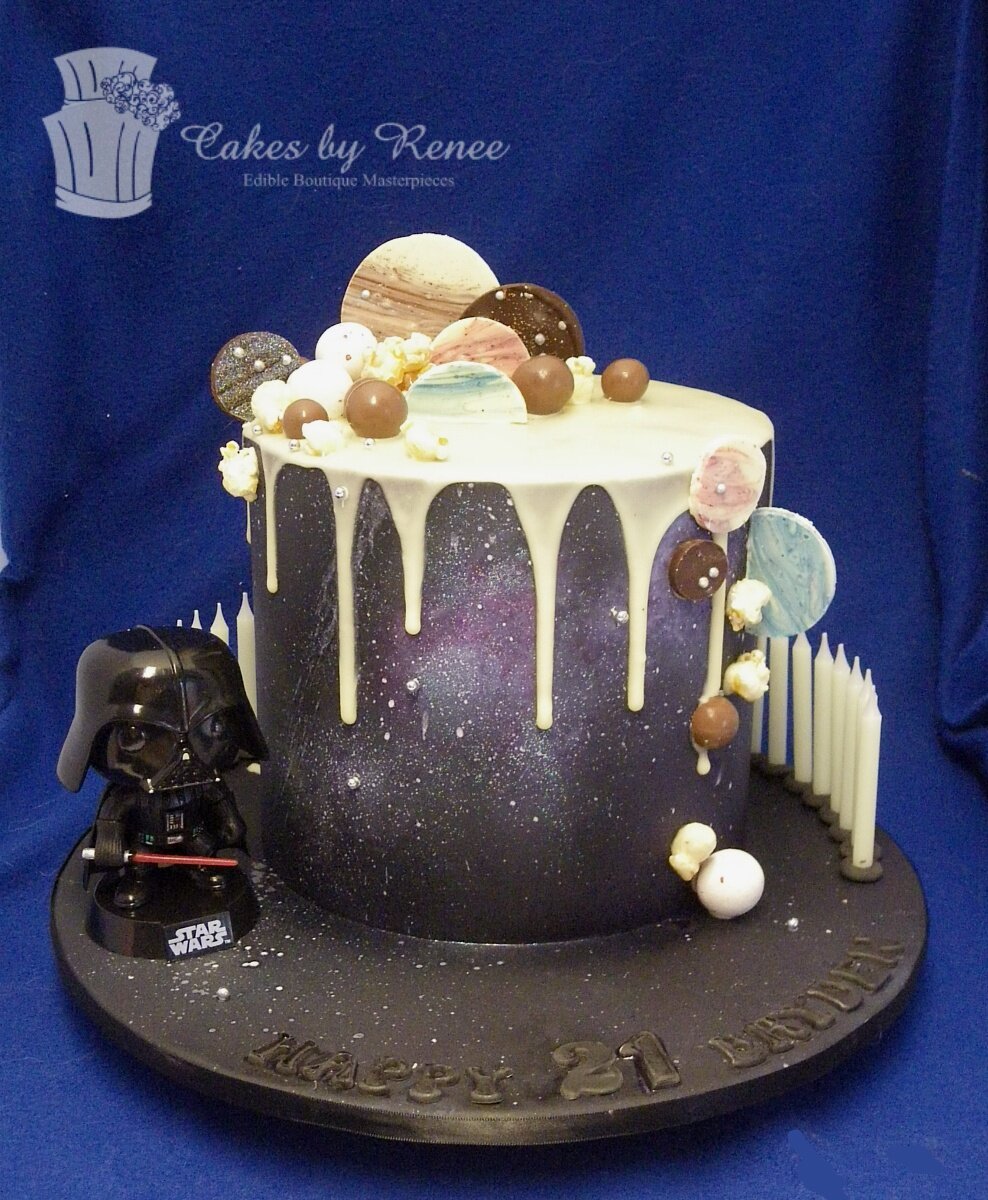 Star Wars Darth Vader Space planet drip cake pop figure birthday
