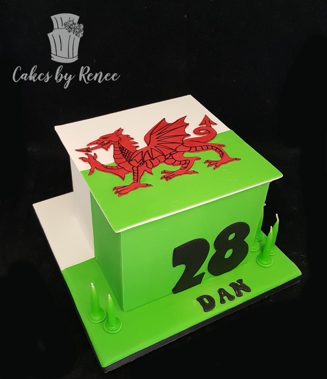Welsh Flag dragon cut out cake