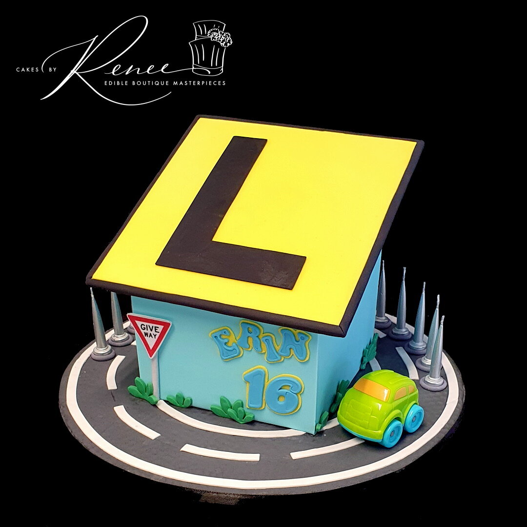 L Plate learner driver cut out birthday cake driving