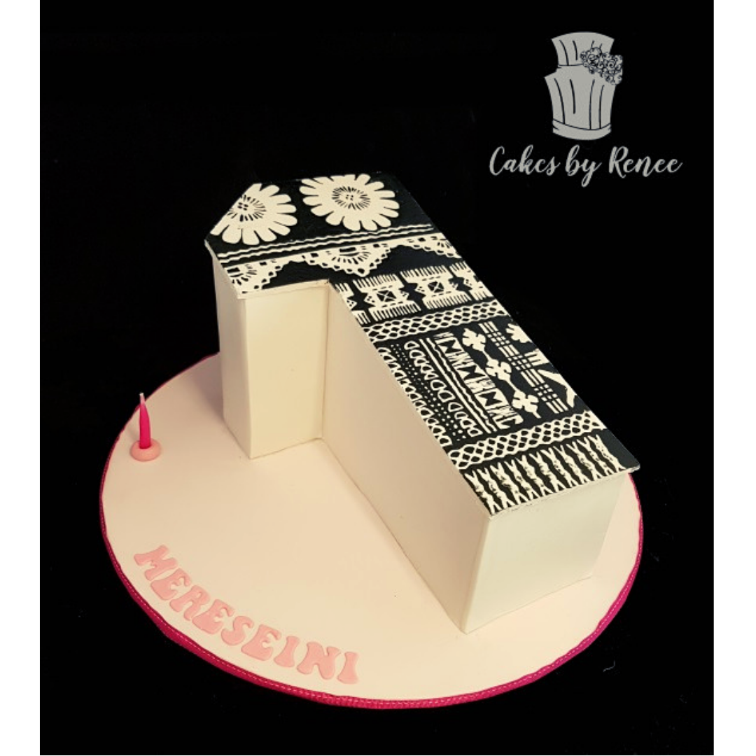 number 1 one birthday Mauri traditional pattern cut out cake