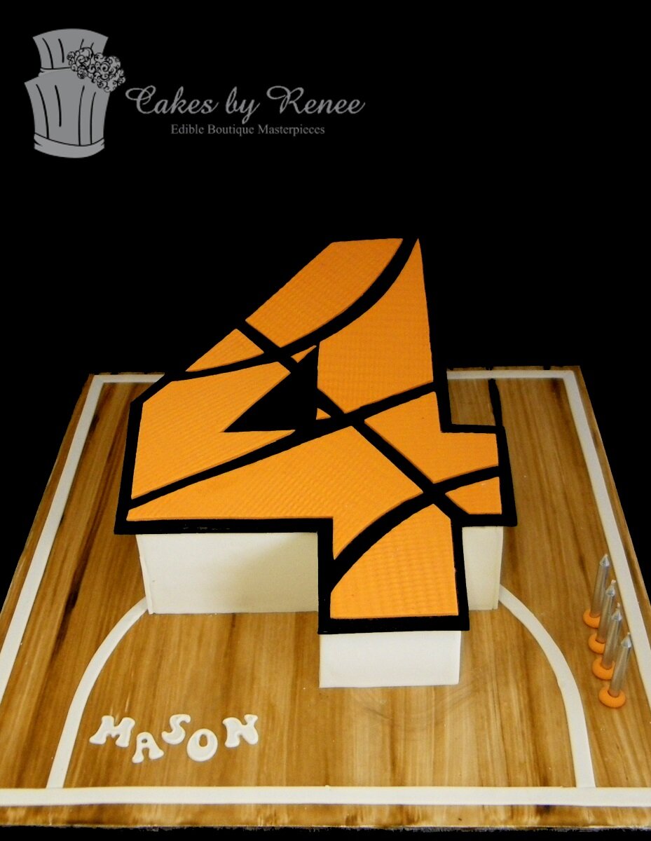 Number 4 birthday cake basketball cut out cake