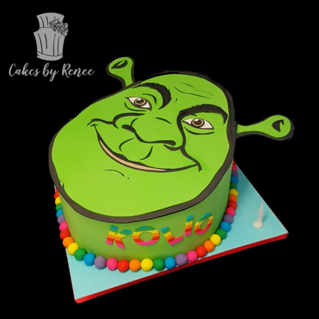 Shrek birthday cake cut out cake