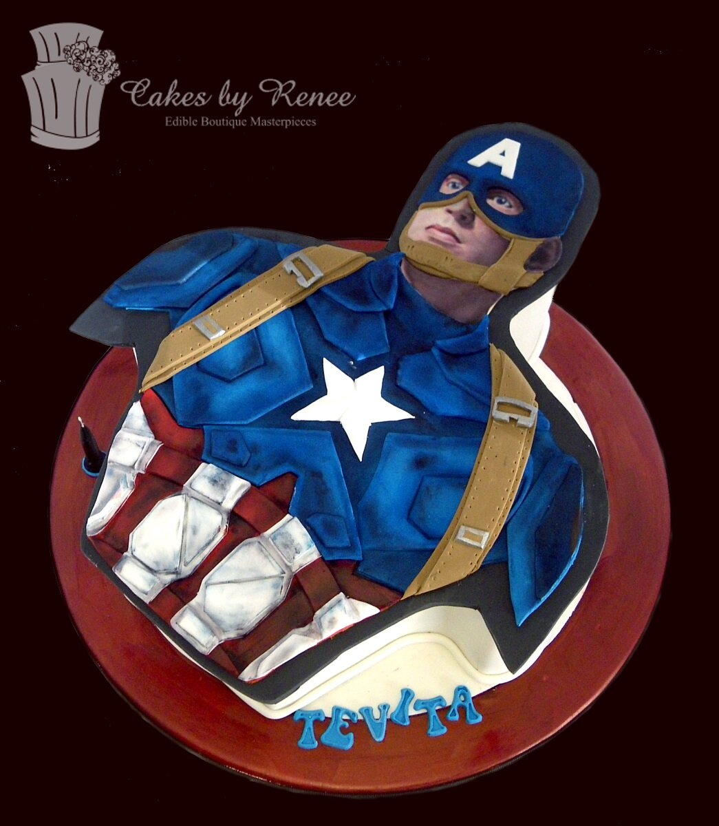 Avengers Captain America birthday cut out cake