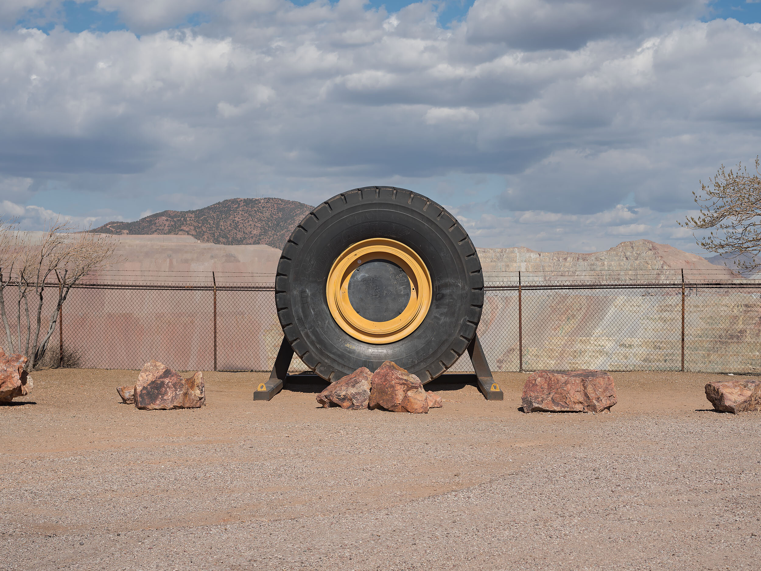 12 foot diameter Bridgestone Mining Dump Truck Radial Tire on display at the "Scenic View" area.