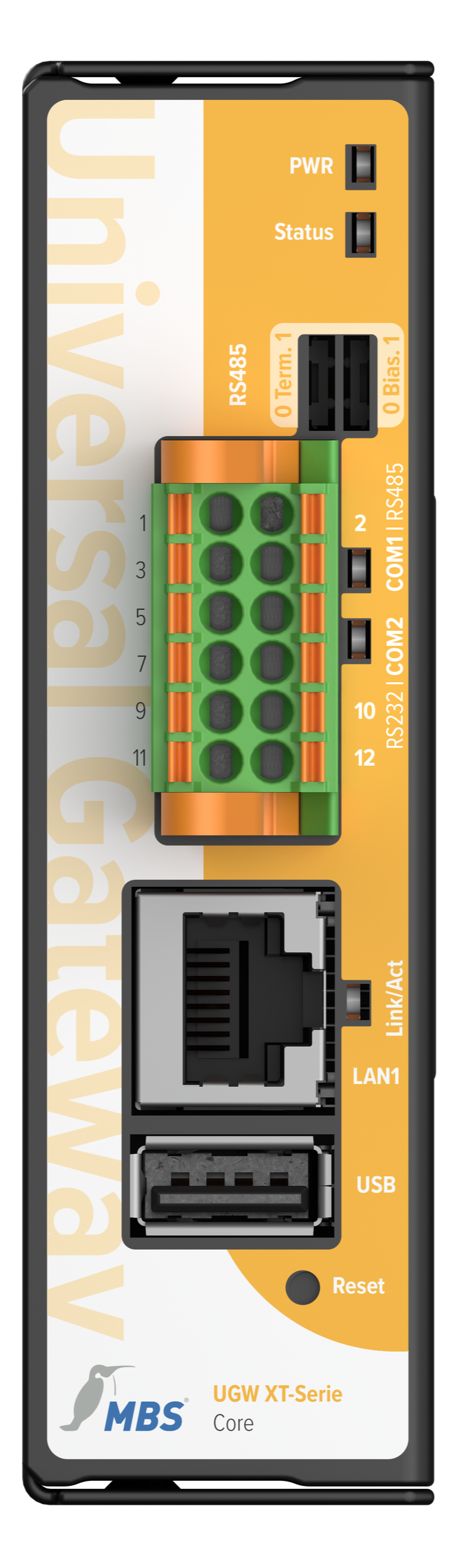 Vue de face du MBS UGW série XT Core avec ses connecteurs
