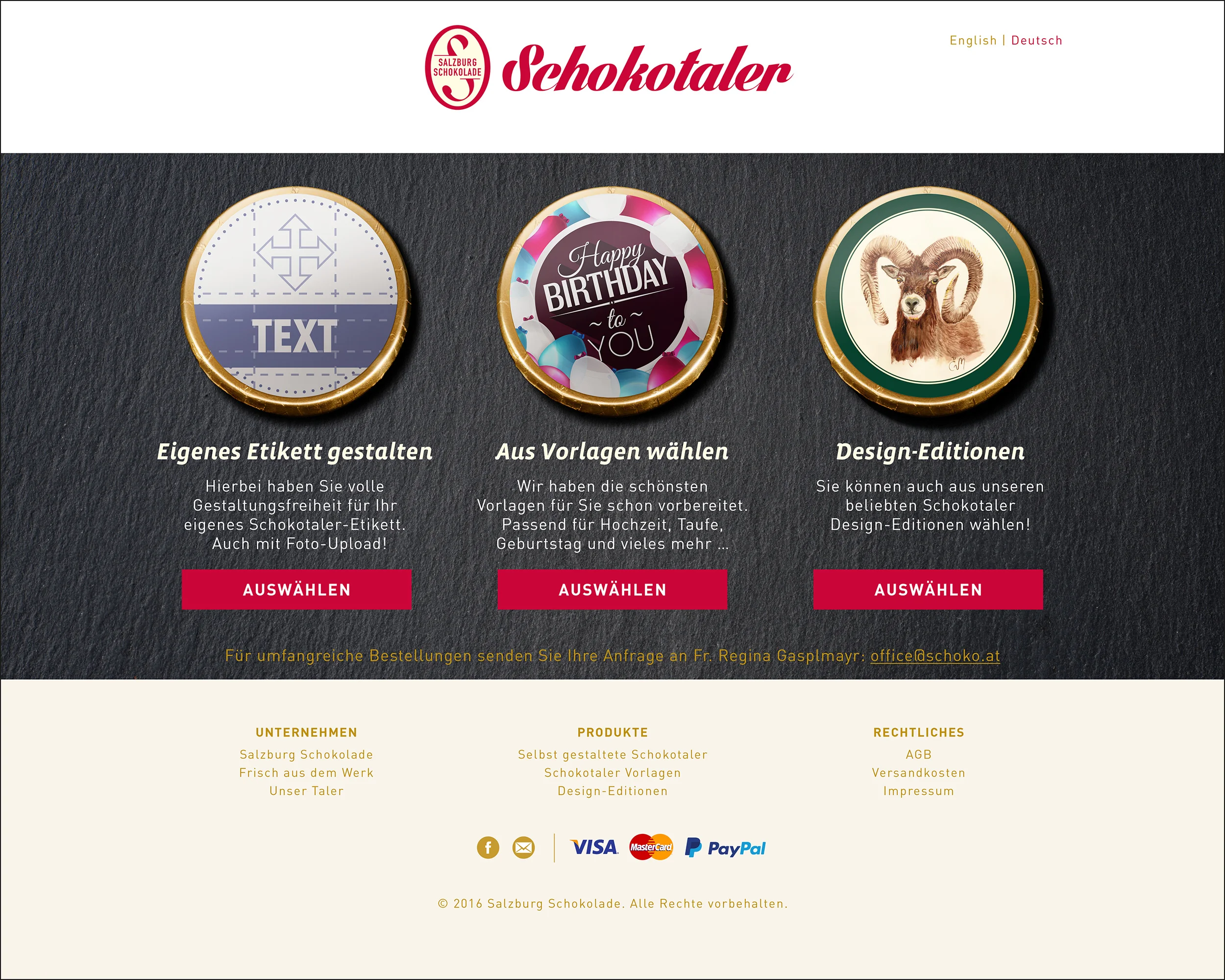 Schokotaler: Web-Design