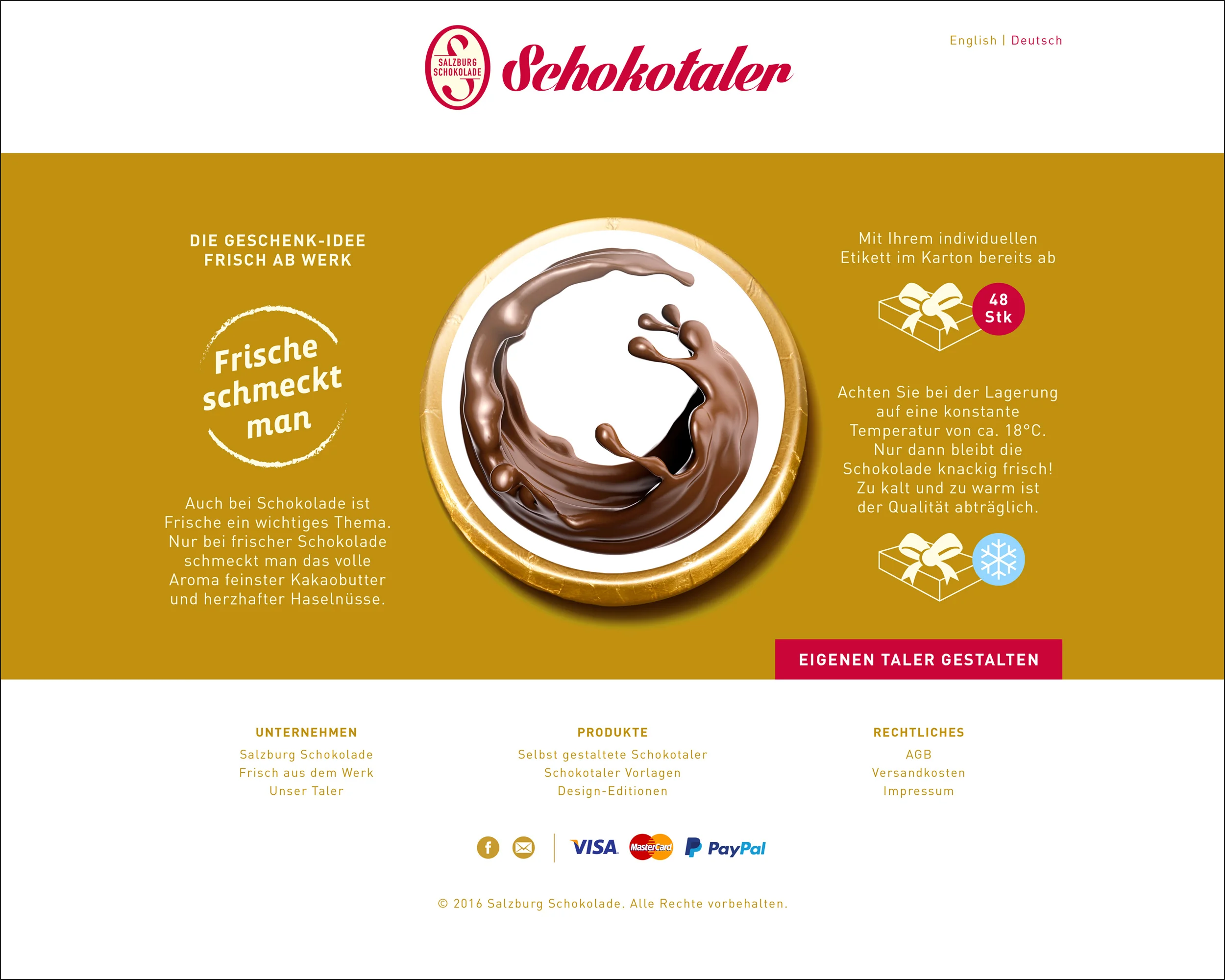 Schokotaler: Web-Design
