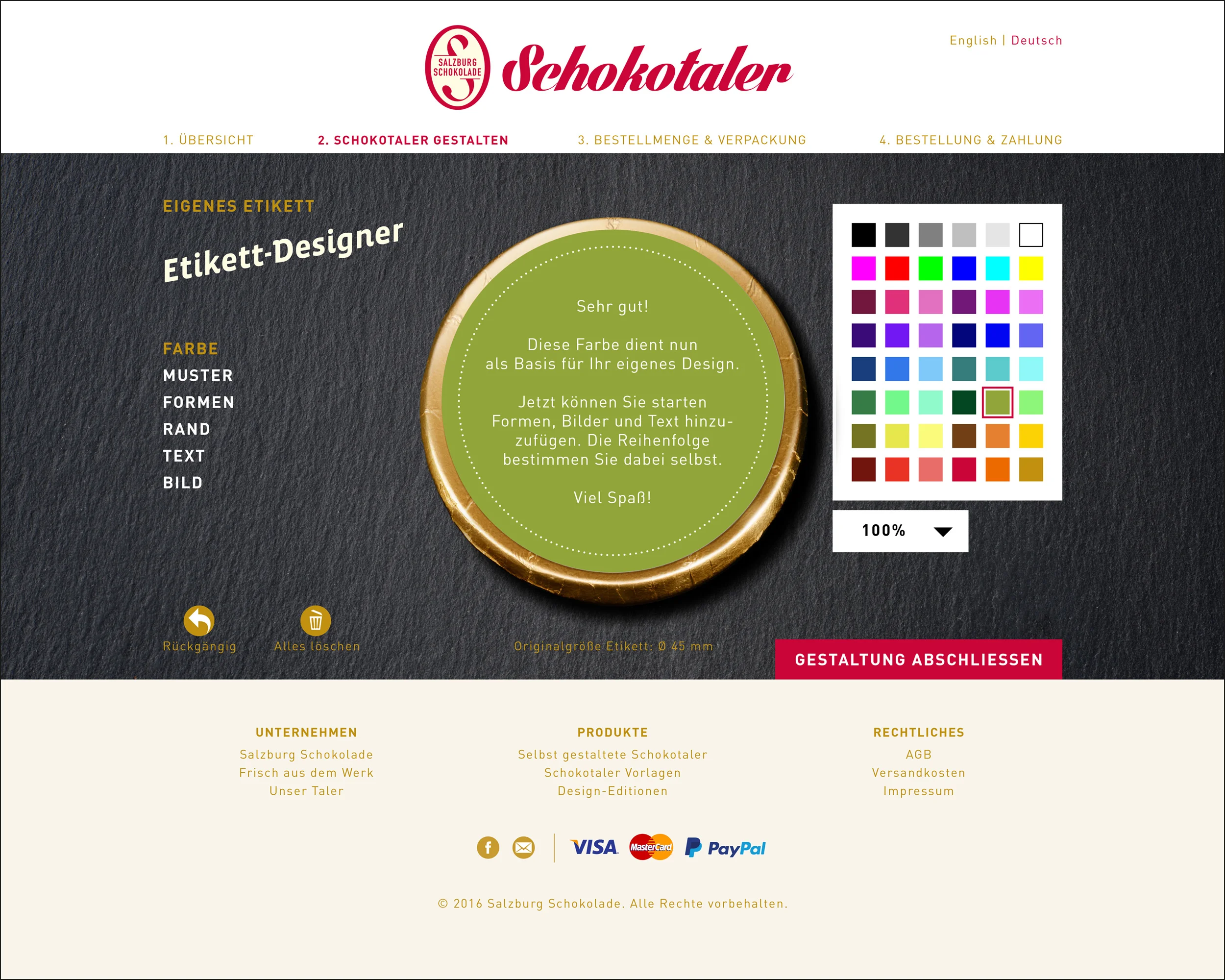 Schokotaler: Web-Design