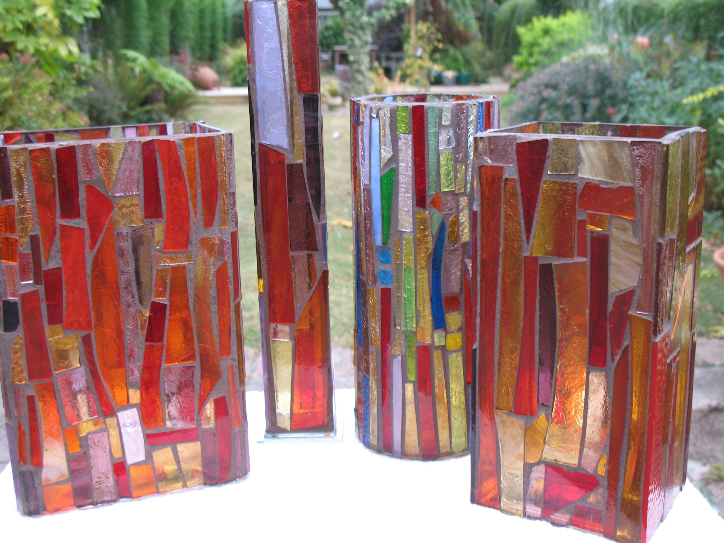 Glass on glass vases