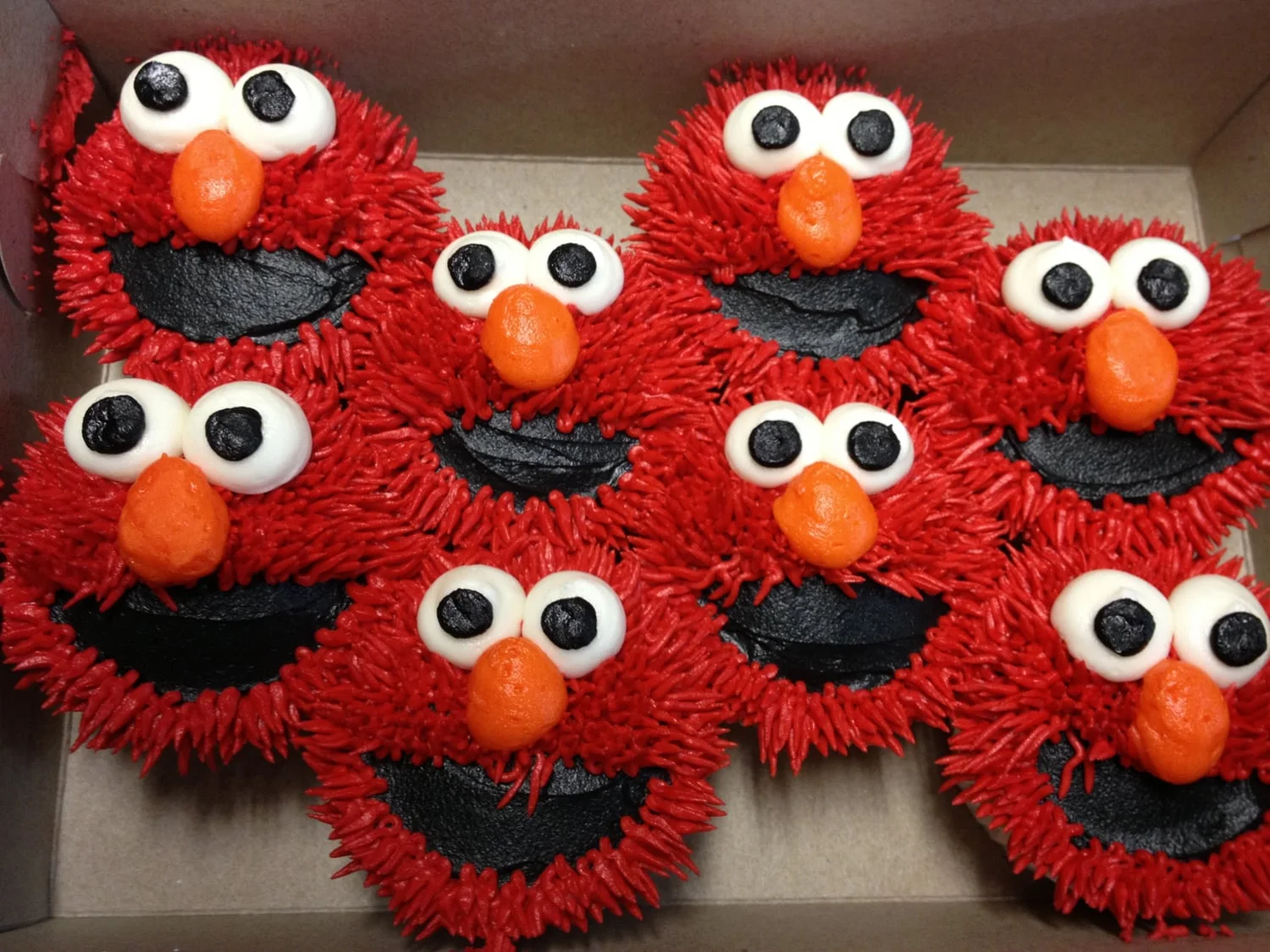 Elmo Face Cupcakes