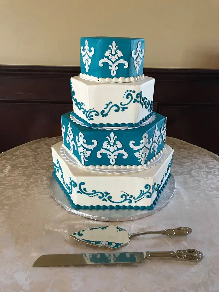 Teal and White Hexagon
