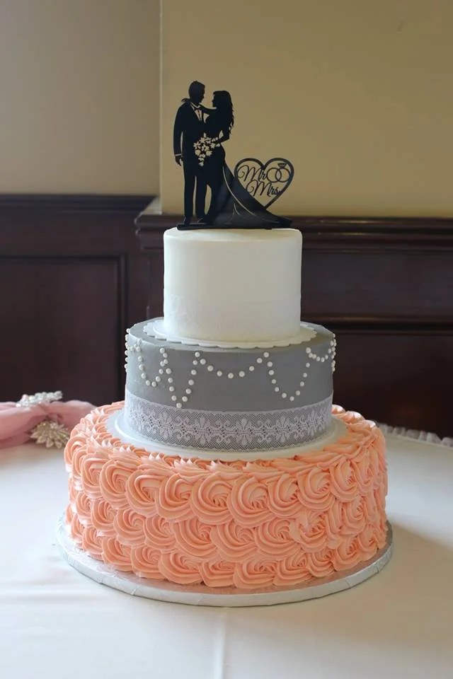 Peach Rosettes and Lace