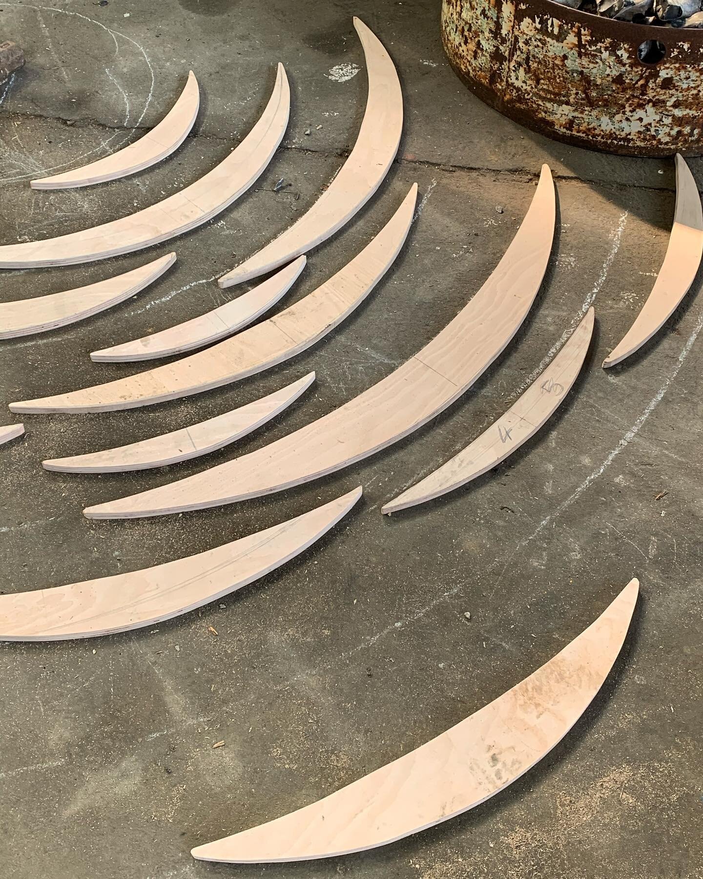 &lsquo;Transfer&rsquo; 2022
A further look into the stages of design and idea development.  Wooden templates were produced to mimic the intended ceramic forms. The last images capture the these templates being trialled within The Hanna Peschar Garden