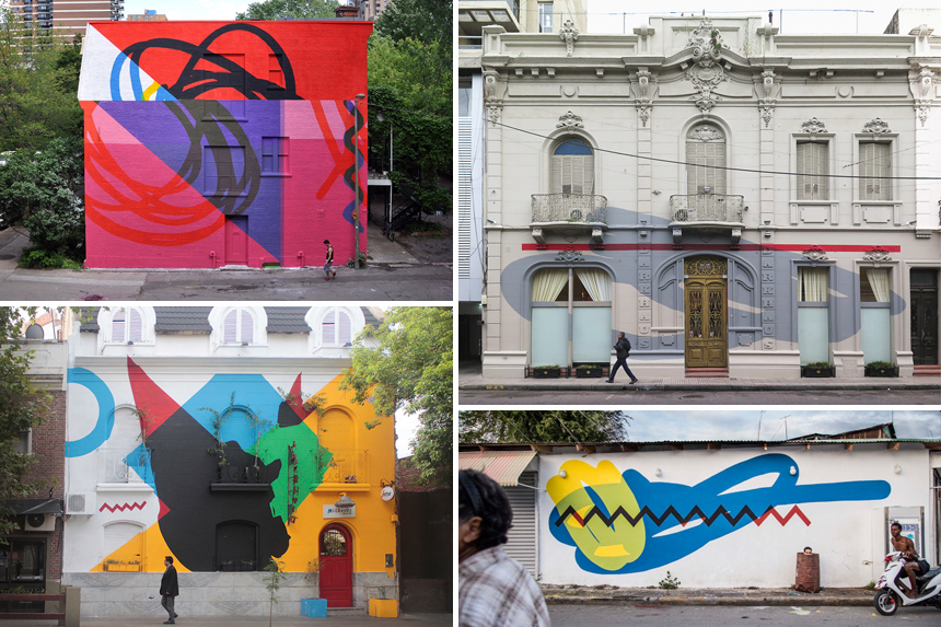 Clockwise from top left: 'Genesis Modification/Glitch Essay' Montreal, CAN '15 | 'Organic Focus' Rosario, ARG '14 | 'Fluid' Rio San Juan, DOM '14 | 'Heavy Distribution' Cordoba, ARG '14