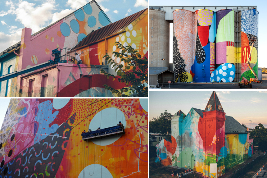 Clockwise from top left: 'Privately Commissioned Church' Washington DC, USA '12 | ' WA Grain Silos' Northam, AUS '15 | Same as top left| 'ISIL Institue' Lima, PERU '13