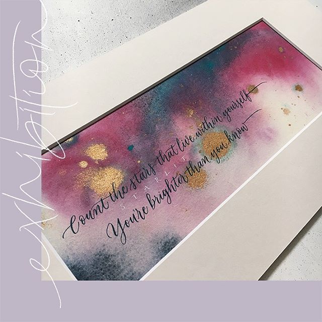 It may not look like much writing but a lot of blood, sweat and tears went into creating this piece for the Calligraphers Guild of WA biannual exhibition. Every time I started writing on watercolour something would go wrong. Makes it more rewarding w