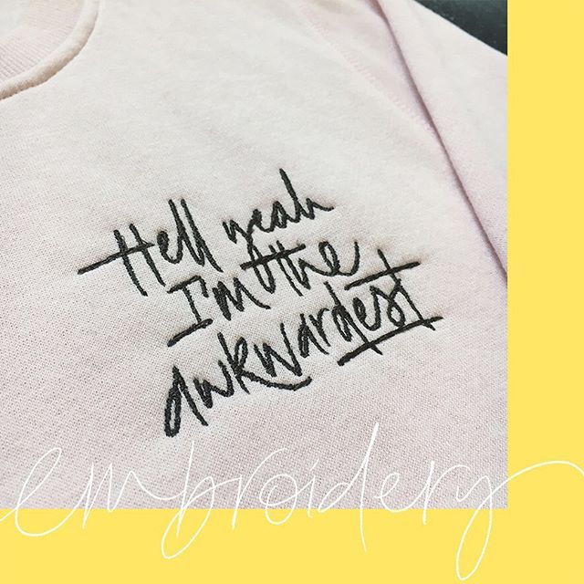 Embracing the awkwardness.
My lettering is embroidered on a jumper! 🎉 Being able to create the clothes I want to wear is a game changer. Think I&rsquo;m going to have fun with this 😝