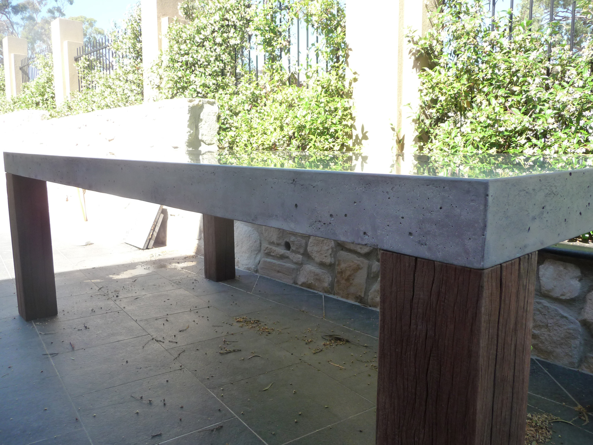 Outdoor concrete dining table 
