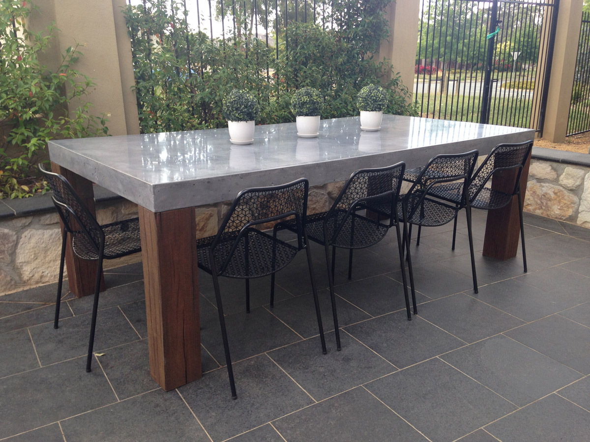 Outdoor concrete dining table canberra