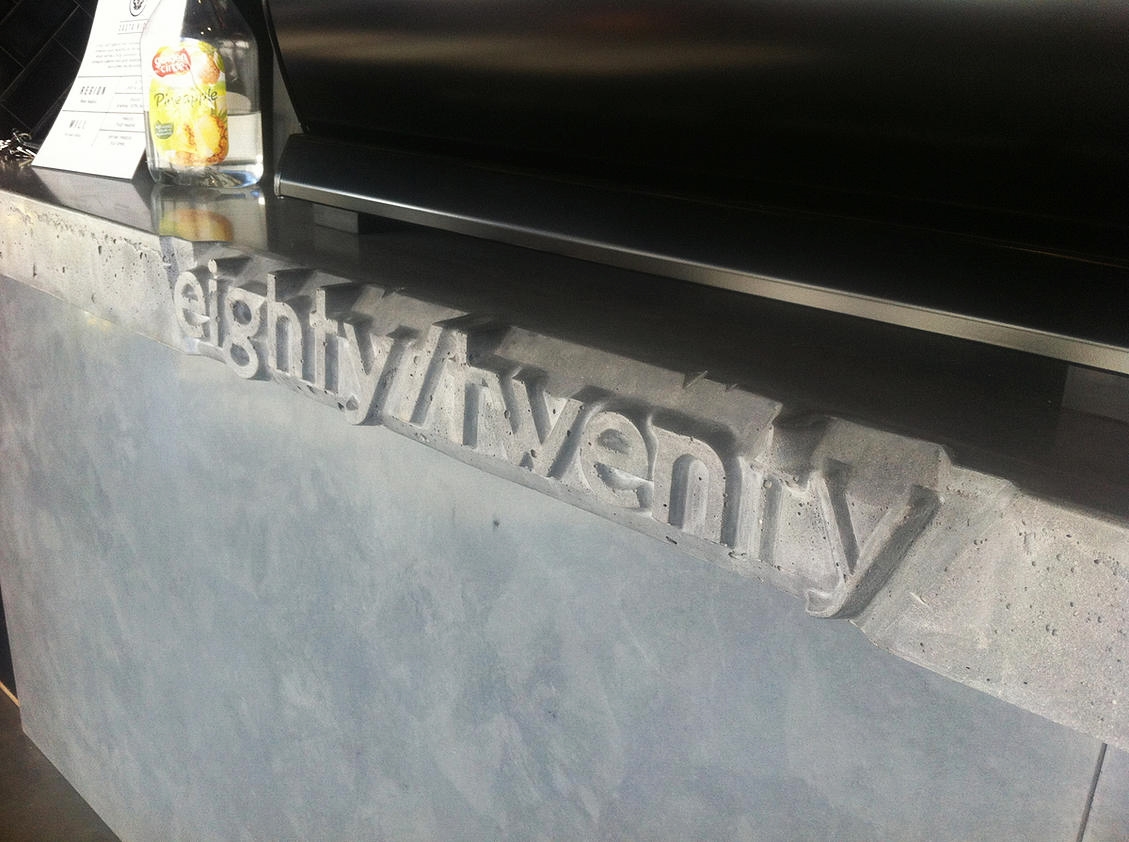 concrete benchtop at eightytwenty close up