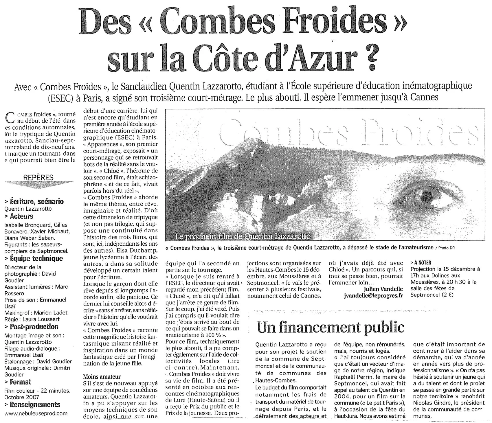 Des Combes Froides sur la Côte d'Azur ?