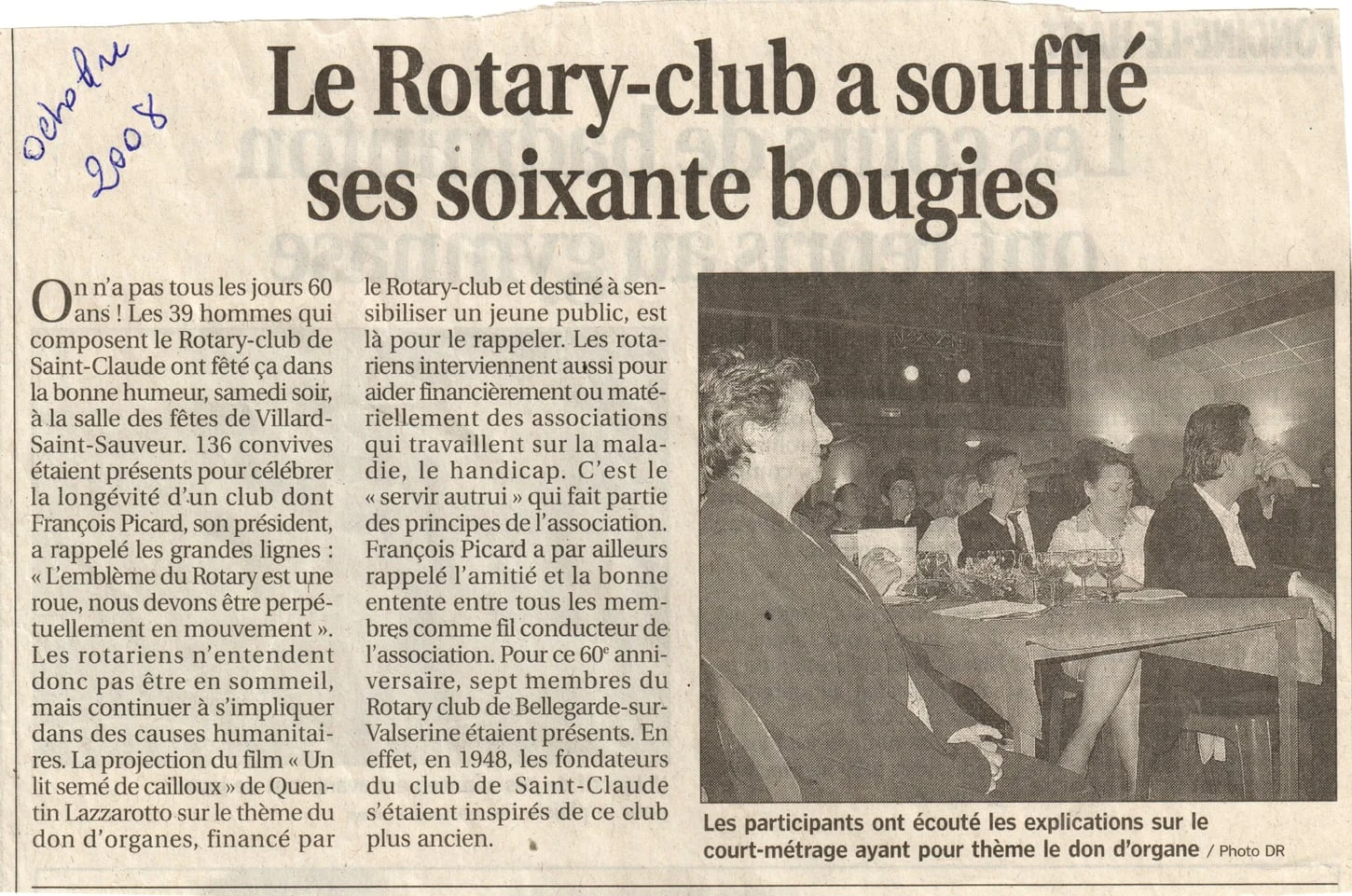 Le Rotary Club a soufflé ses soixante bougies