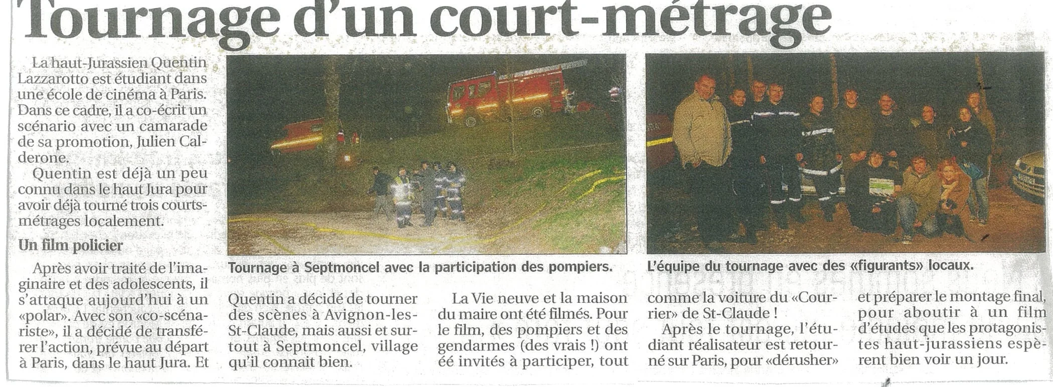 Tournage d'un court-métrage