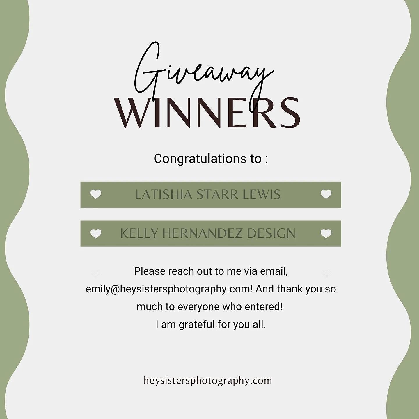 After putting everyone&rsquo;s entry into a random name picker, from both Instagram and Facebook, I decided to choose two families! If you know them, please tag them! And sincerest thank you again to everyone who entered. Grateful, always. 💛