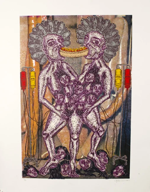 Weapons of Mass Consumption, 16 color reductive screenprint and woodcut, 22"x30"