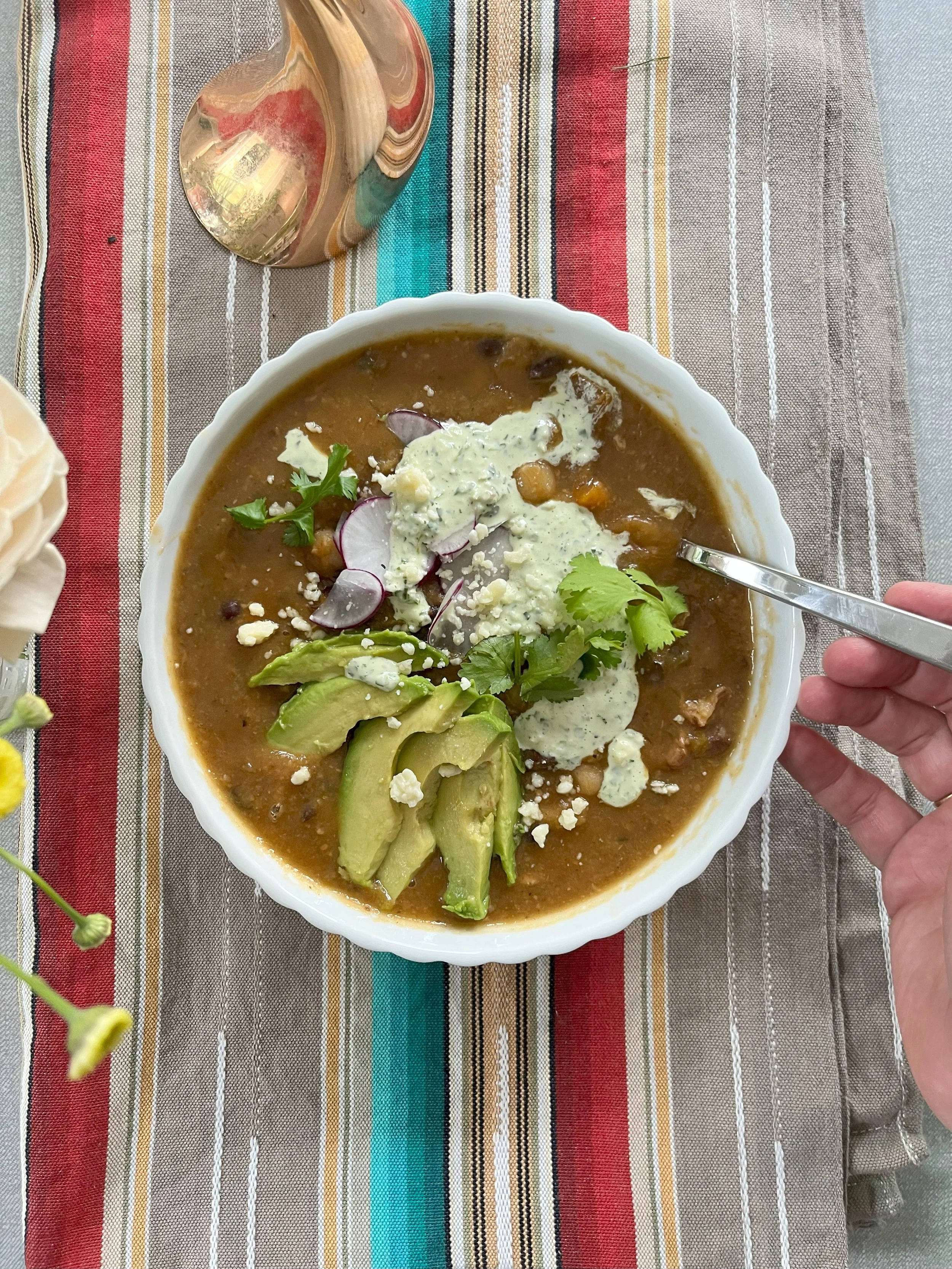 Pozole with Braised Pork and Green Sauce