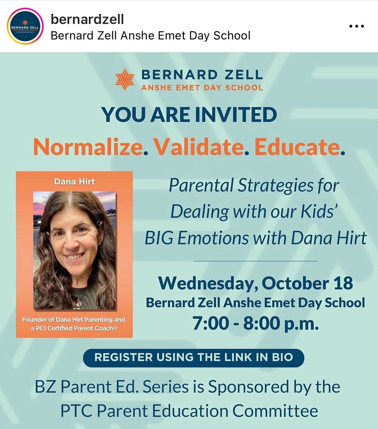 I am excited to share parental strategies for managing our kids&rsquo; big emotions. It is so easy to feel undone and out of control in those moments, and we miss the opportunity for growth &mdash; theirs and ours! Bring your questions. Check out @be