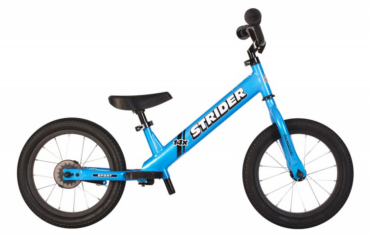Strider 14x As two bikes in one, the 14x sets a new standard as the best first pedal bike for children 3-7. Quickly attach the included Easy Ride Pedal Kit and watch your child seamlessly transition to riding a pedal bike and accomplish this life-changing milestone!
