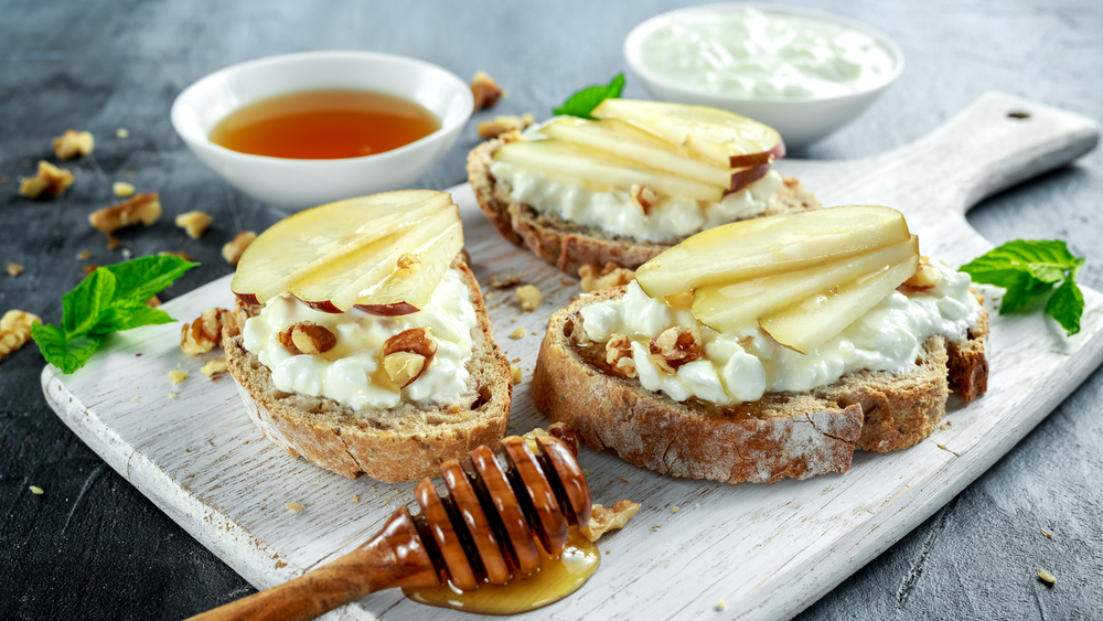 Pear, Cheese, Honey and Nut Crostini