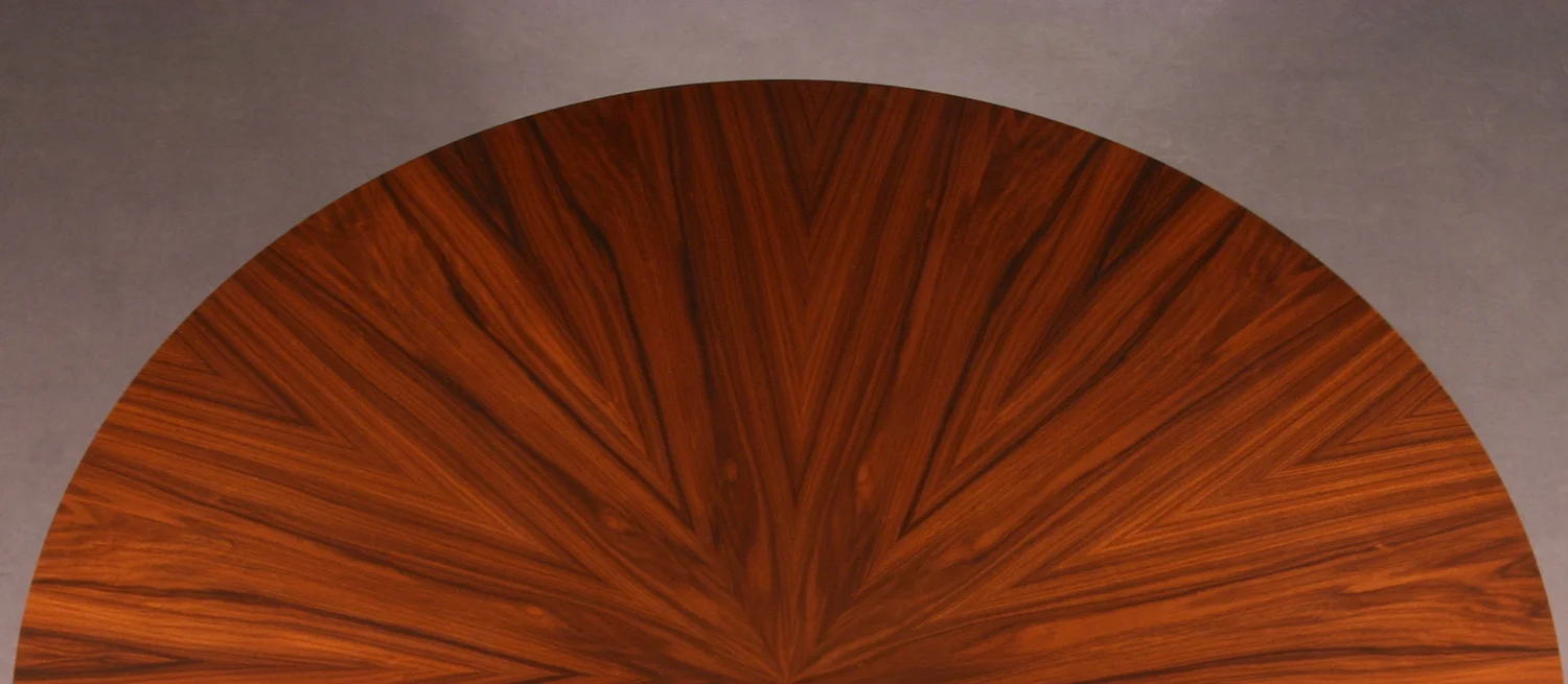 Table top with Santos Rosewood veneer starburst pattern