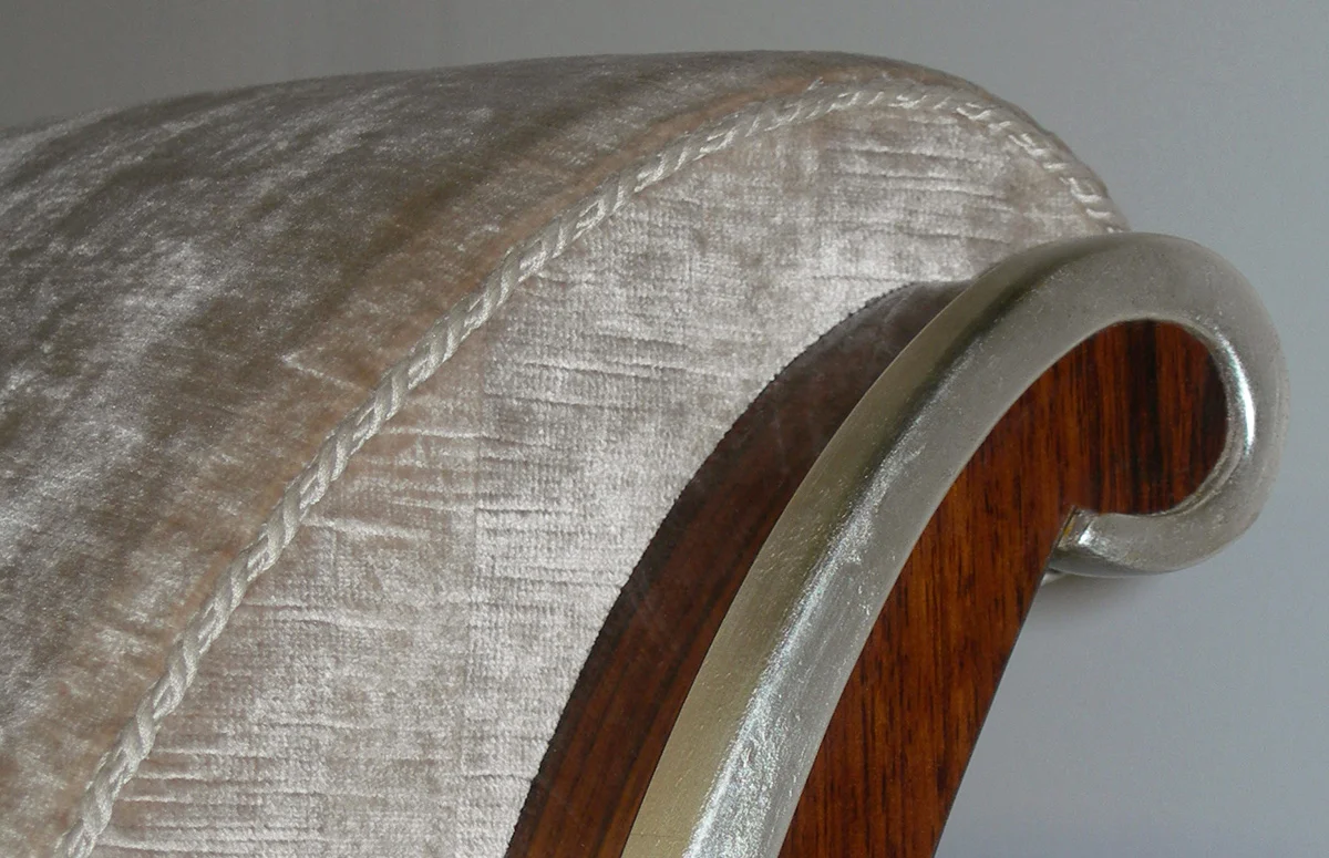 Ruhlmann inspired bed - Rosewood base finished in French polish and trimmed with white gold leaf