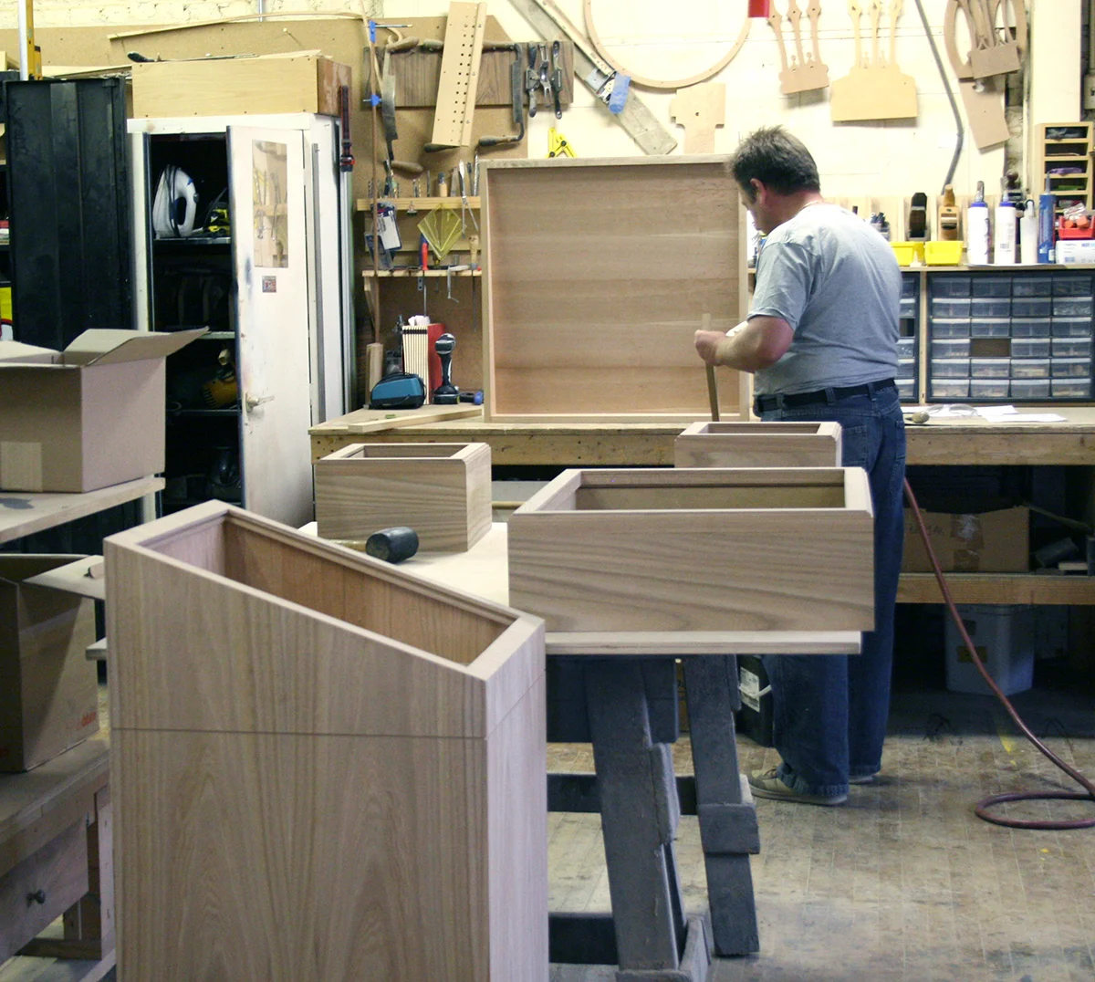 Mother Cabrini objects display cases during fabrication